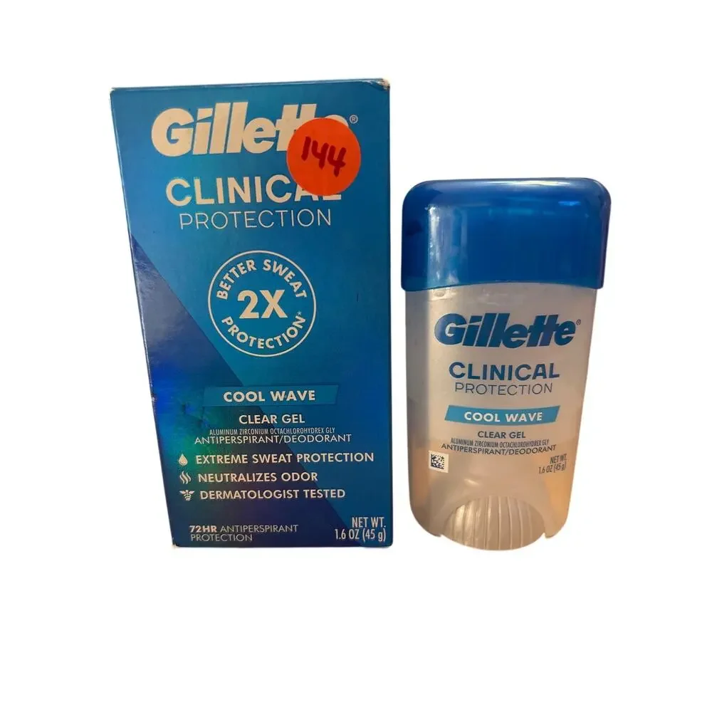 New Mens Gillette Clinical 72hr Cool Wave Clear Gel Antiperspirant Deodorant 1.6